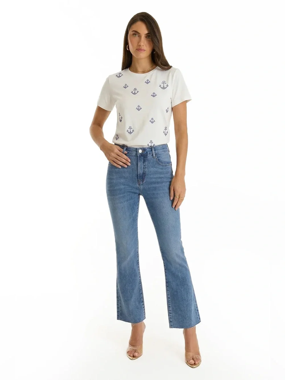 The Noli Shop Nicolette Cropped Jean in Medium Blue